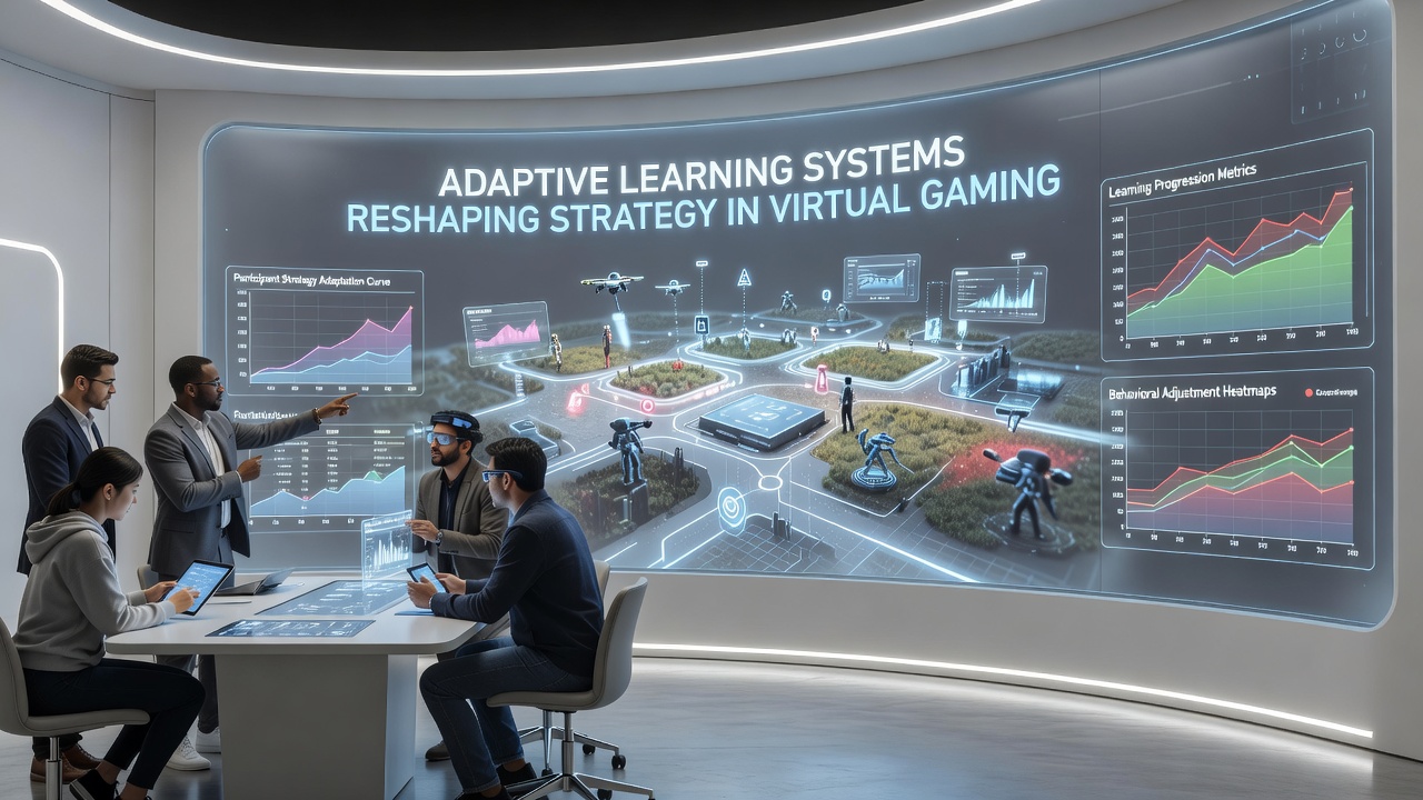 Players collaborating in a virtual gaming session while adaptive algorithms refine difficulty parameters