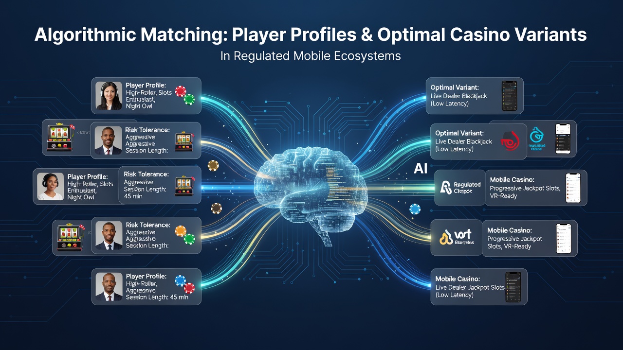 Algorithmic systems analyzing player data to match profiles with casino game variants in mobile apps