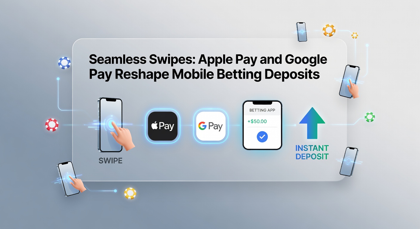 Graph showing growth in Apple Pay and Google Pay deposit volumes for mobile betting from 2023 to April 2026, with bars rising sharply