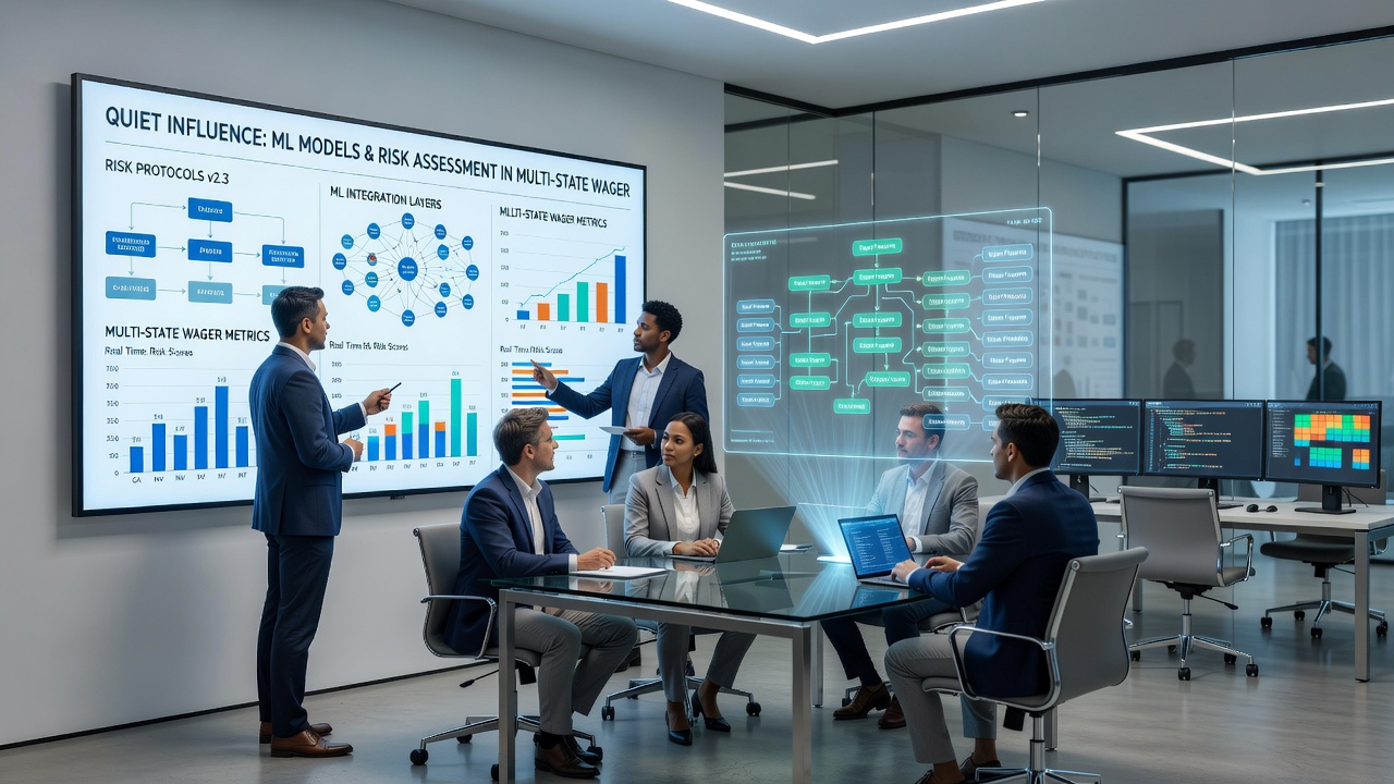 Data visualization dashboards showing risk scores in multi-state wagering systems